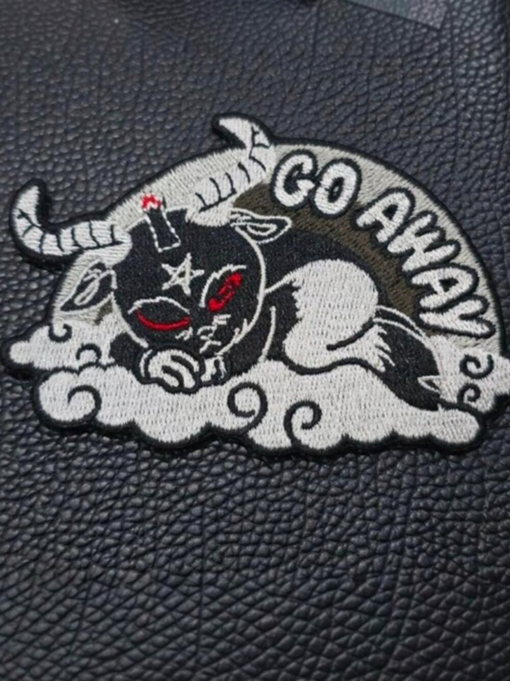 Killstar Go Away Patch Black White Red Lounging Cute Occult Baby Goat Baphomet